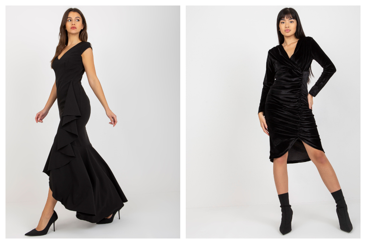 długie i krótkie eleganckie czarne sukienki w hurtowni online